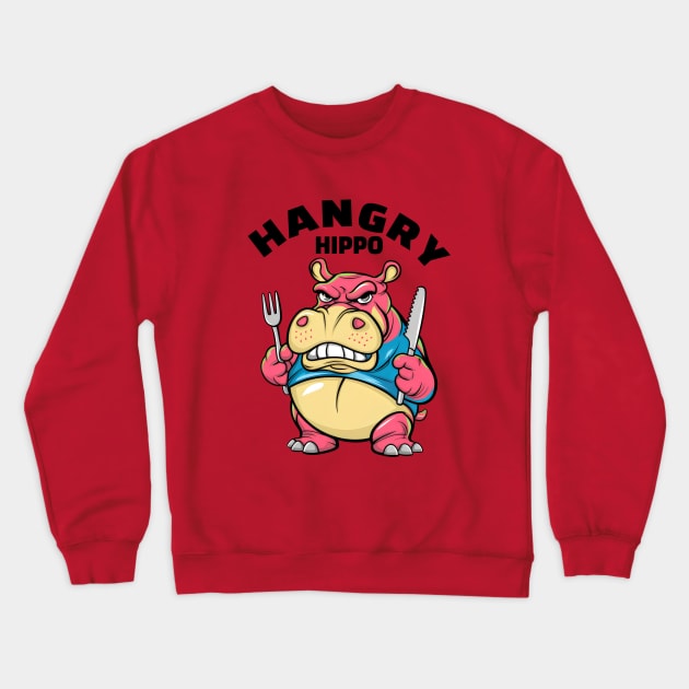 Hangry Hippo Crewneck Sweatshirt by TeTreasures